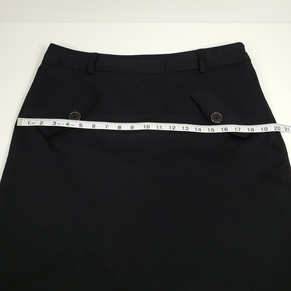 Dana Buchman Skirt 12 Black Cotton Blend Belt Loops Mock Button Pockets - Picture 6 of 10